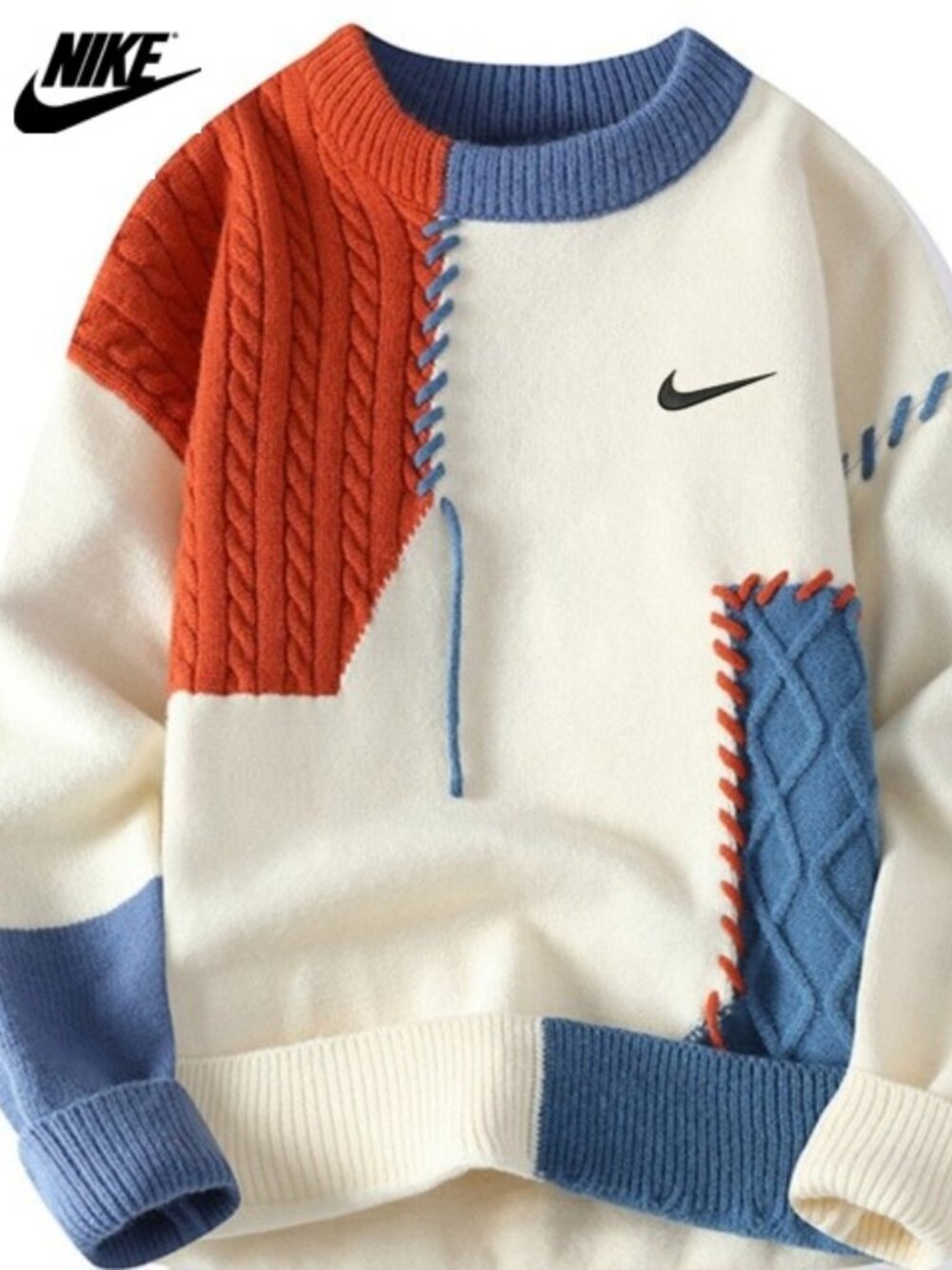 RARE, LIMITED RELEASE (NEW) NIKE PATCHWORK KNIT SWEATER, SIZE SMALL, UNISEX
